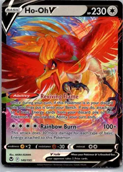 Pokemon TCG Ho-Oh V 140/195 Silver Tempest Holo MP [GGZNXY] - Image 1