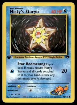 Misty's Staryu 92/132 Common Gym Challenge Pokemon 1st Edition Lightly Played - Image 1