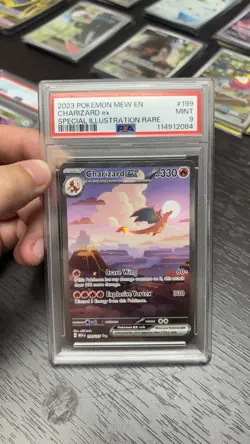 PSA 9 2023 Pokemon TCG Charizard ex 199/165 SV 151 SIR Holo English - Image 1
