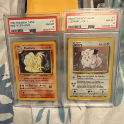 1999 Pokemon Game PSA 8 Holo Lot 2: Ninetales #12 & Clefairy #5 - Image 1