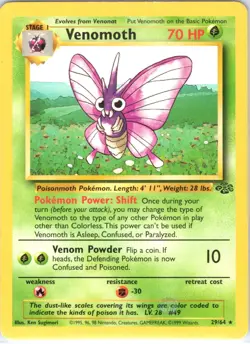 Venomoth 29/64 Rare Jungle Pokemon Unlimited Moderately Played - Image 1