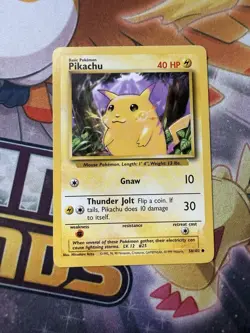 Pikachu 58/102 Unlimited Common Base Set Pokemon Card Vintage WOTC - Image 1