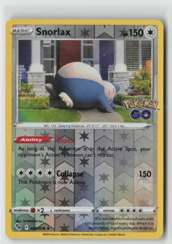 Snorlax Reverse Holo Holo Rare Pokemon GO 055/078 NM - Image 1