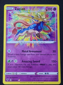 Zacian 082/185 Amazing Rare Holo Pokemon Vivid Voltage NM - Image 1