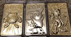 Pokemon 23K Gold Plated Cards 1999 BK set of 3 Pikachu Mewtwo Poliwhirl - Image 1