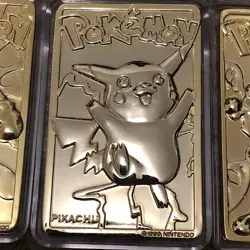 Pokemon 23K Gold Plated Cards 1999 BK set of 3 Pikachu Mewtwo Poliwhirl - Image 3
