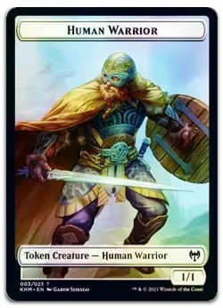 Human Warrior // Cat Double-Sided Token #3 // 14 (Foil) NM Kaldheim Magic MTG - Image 1