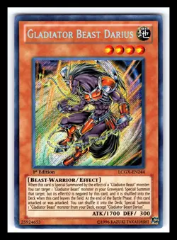 Gladiator Beast Darius LCGX-EN244 Secret Rare 1st Edition Yugioh 2175 - Image 1