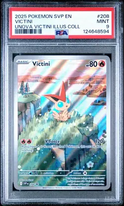 2025 Pokemon SVP EN-SV Black Star Promo 208 Victini Illustration Rare PSA 9 - Image 1