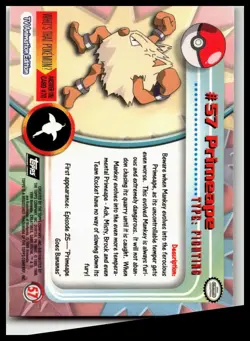 Pokemon Topps Primeape #57 Non Holo Black Logo - Pokemon Card - Image 2