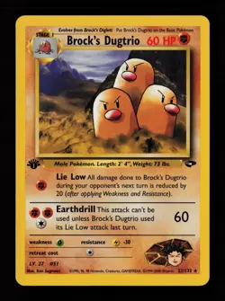 Brock's Dugtrio 22/132 1st Edition Rare Gym Challenge Pokemon Cards - Image 1