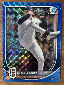 Topps 2025 Bowman Chrome Tarik Skubal #95 Detroit Tigers Blue Geometric /150 - Image 1
