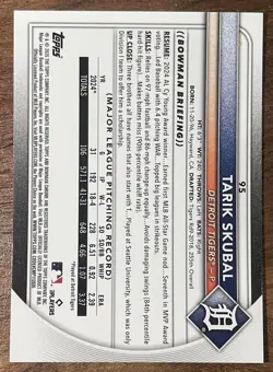 Topps 2025 Bowman Chrome Tarik Skubal #95 Detroit Tigers Blue Geometric /150 - Image 2
