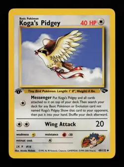 Koga's Pidgey 49/132 1st Edition Uncommon Gym Challenge Pokemon Cards - Image 1