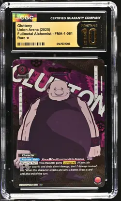 Union Arena GRADED Gluttony Fullmetal Alchemist R One Star PRISTINE 10 CGC ENG - Image 1