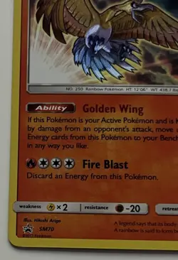 Pokemon TCG Shining Ho-Oh SM70 SM Promo Holo ENG 130HP 2017 Card - Image 4