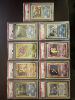1999 Pokemon TCG Fossil 1st Edition PSA Graded English 9-Card Lot - Image 1
