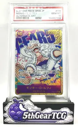 PSA 10 Monkey D. Luffy Nika Alt Art OP05-119 SEC ONE PIECE Card Japanese 2023 - Image 1