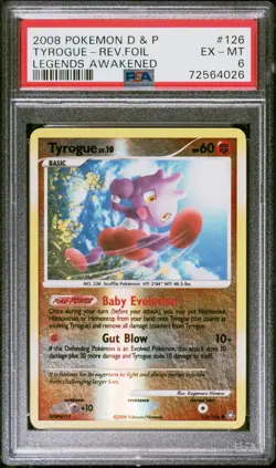 Pokemon Card Tyrogue 126/146 Reverse Holo Legends Awakened PSA 6 EX-MT - Image 1