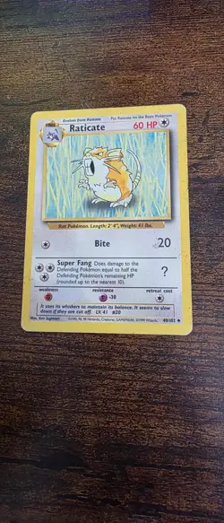 Raticate 40/102 Uncommon Base Set Unlimited Pokemon Moderately Played - Image 1