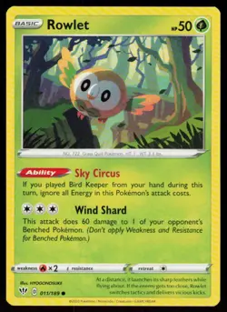 Rowlet 011/189 Common Darkness Ablaze Pokemon Near Mint - Image 1