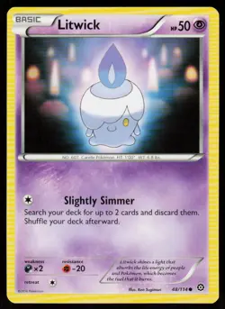 Litwick 48/114 Common Steam Siege Pokemon Near Mint - Image 1