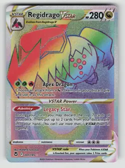 Regidrago VSTAR 201/195 Rare Rainbow Silver Tempest Pokemon NM - Image 1