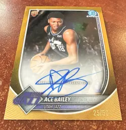 2025-26 Bowman Chrome Ace Bailey #BCA-AB Gold Auto /50 RC 🔥On-Card Autograph - Image 2