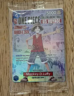 One Piece Monkey D. Luffy US Voyage College Basketball Promo Card (Mint - New) - Image 1