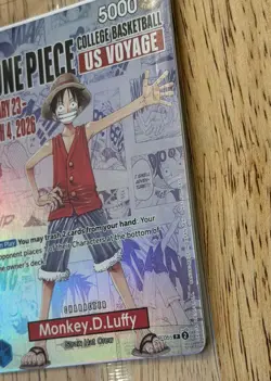 One Piece Monkey D. Luffy US Voyage College Basketball Promo Card (Mint - New) - Image 2