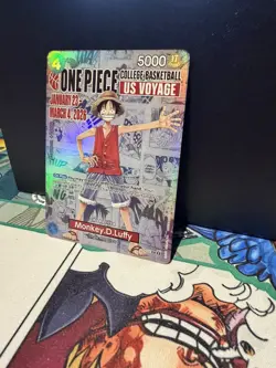 One Piece Monkey D. Luffy US Voyage College Basketball Promo Card p055 - Image 5