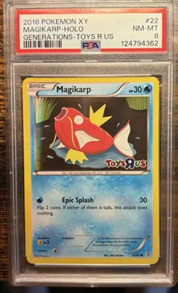 2016 Pokemon XY Generations Toys R Us Holo Magikarp #22 PSA 8 NM-MT - Image 1