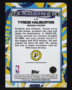 Digital Tyrese Haliburton 2026 Topps Finest Headliners SSP #H-10 - Image 2
