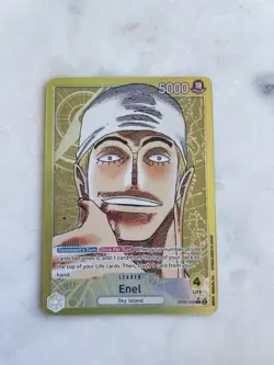 One Piece Card Game Enel OP05-098 L Leader Alternate Art Parallel Card NM - Image 1
