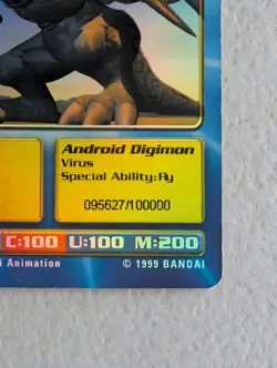 MetalGreymon DW-01 1999 Holo Digimon Promo Card /100000 Bandai LP Foil GENUINE - Image 3
