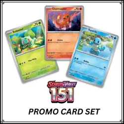 Pokemon 151 Poster Collection Promo 3 Card Set Bulbasaur Charmander Squirtle - Image 1