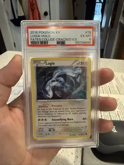 PSA 6 EX/MT Lugia Cracked Ice Holo 78/124 Pokmon 2016 Fates Collide Card 8649 - Image 1