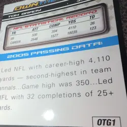 Topps 2006 Topps Chrome Tom Brady #OTG1 Own the Game Insert Patriots - Image 3