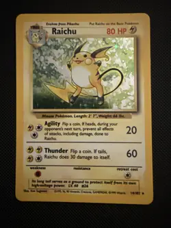 Raichu 14/102 Original Holo Rare Base Set Pokemon Card WOTC TCG 1999 - Image 1