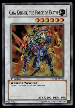 YuGiOh Gaia Knight, the Force of Earth Super Rare 5DS1-EN042 Holo Yu-Gi-Oh! - Image 1