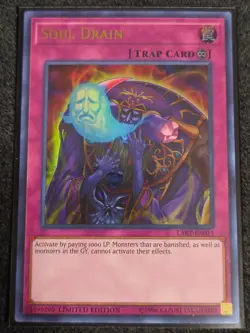 Yugioh Soul Drain LART-EN011 Ultra Rare Lost Art Promo Limited Edition NM - Image 1