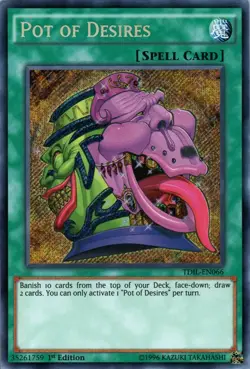 Yugioh! LP Pot of Desires - TDIL-EN066 - Secret Rare - 1st Edition Lightly Playe - Image 1
