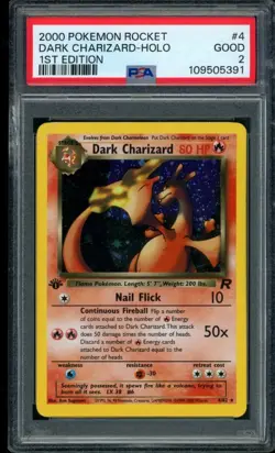 2000 Pokemon Team Rocket Dark Charizard Holo 1st Edition #4/82 PSA 2 WOTC Rare - Image 1