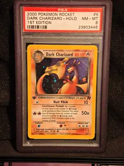 2000 Pokemon Team Rocket Dark Charizard - Holo 1st Edition 4/82 Rare Swirl PSA 8 - Image 1