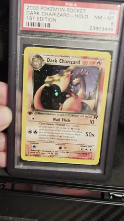 2000 Pokemon Team Rocket Dark Charizard - Holo 1st Edition 4/82 Rare Swirl PSA 8 - Image 2
