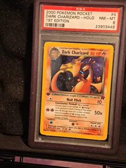 2000 Pokemon Team Rocket Dark Charizard - Holo 1st Edition 4/82 Rare Swirl PSA 8 - Image 3