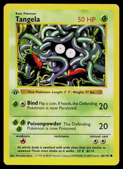 Pokemon Card - Tangela 1st Edition Base Set Shadowless 66/102 - Image 1