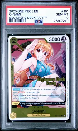 2025 One Piece O-Nami #101 Promo Beginners Deck Party Participant PSA 10 - Image 1