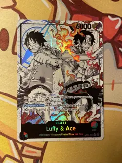 One Piece ST30-001 Luffy Ace Parallel L-P Leader Black White Textured Star - Image 1