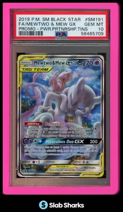 2016 POKEMON SM BLACK STAR PROMOS #SM191 MEWTWO & MEW TAG TEAM GX PSA 10 - Image 1